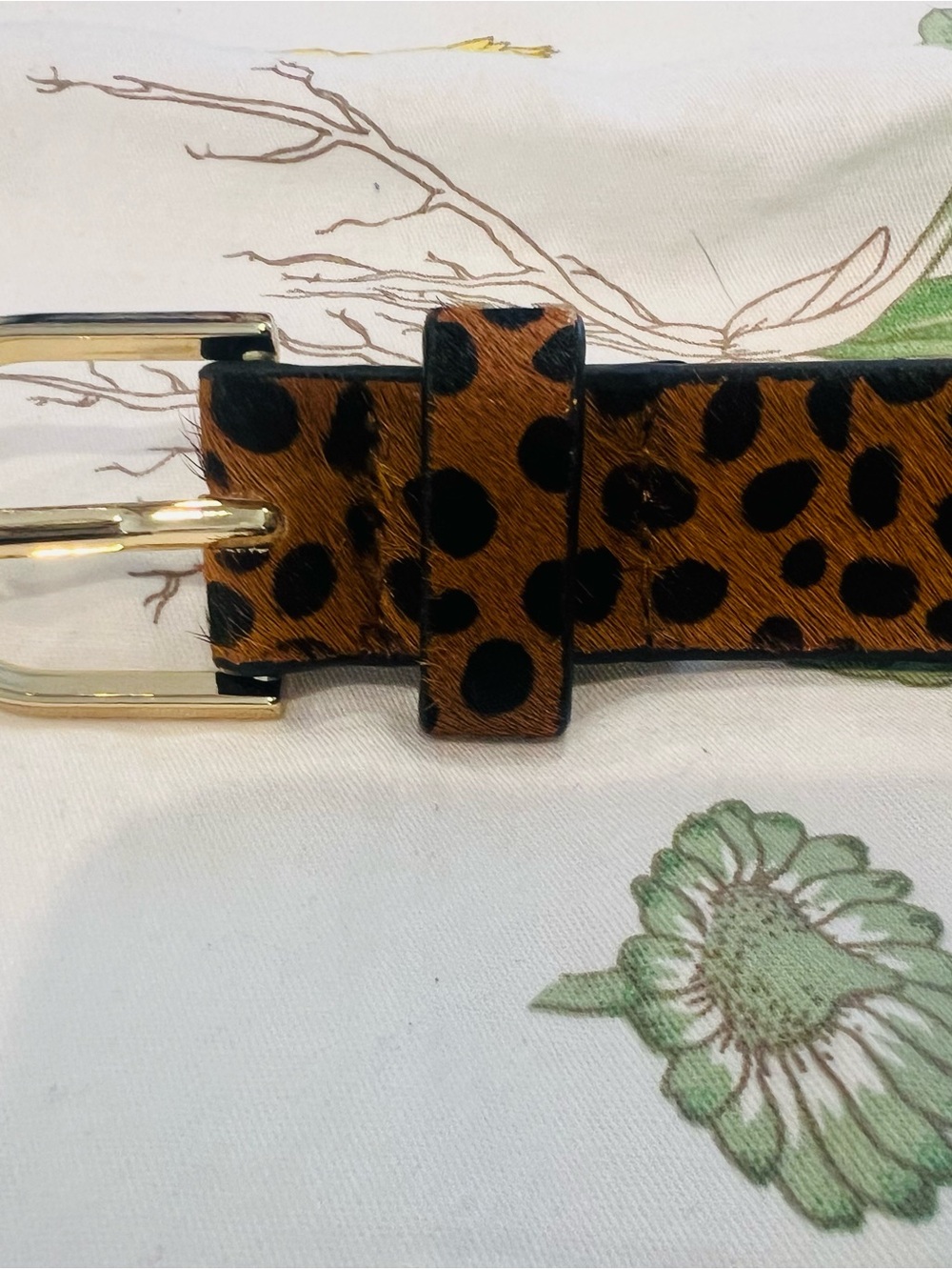 LOFT Leopard Print Haircalf Belt with Gold Buckle - Picture 3 of 4
